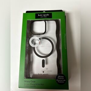 Kate Spade iPhone 16 Pro Max Wavy Case 12ft drop protection MagSafe Clear/Black